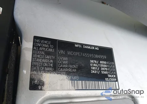 2009 Dodge Sprinter Van 2500 z USA, uszkodzony, nr VIN WD0PE745595384959